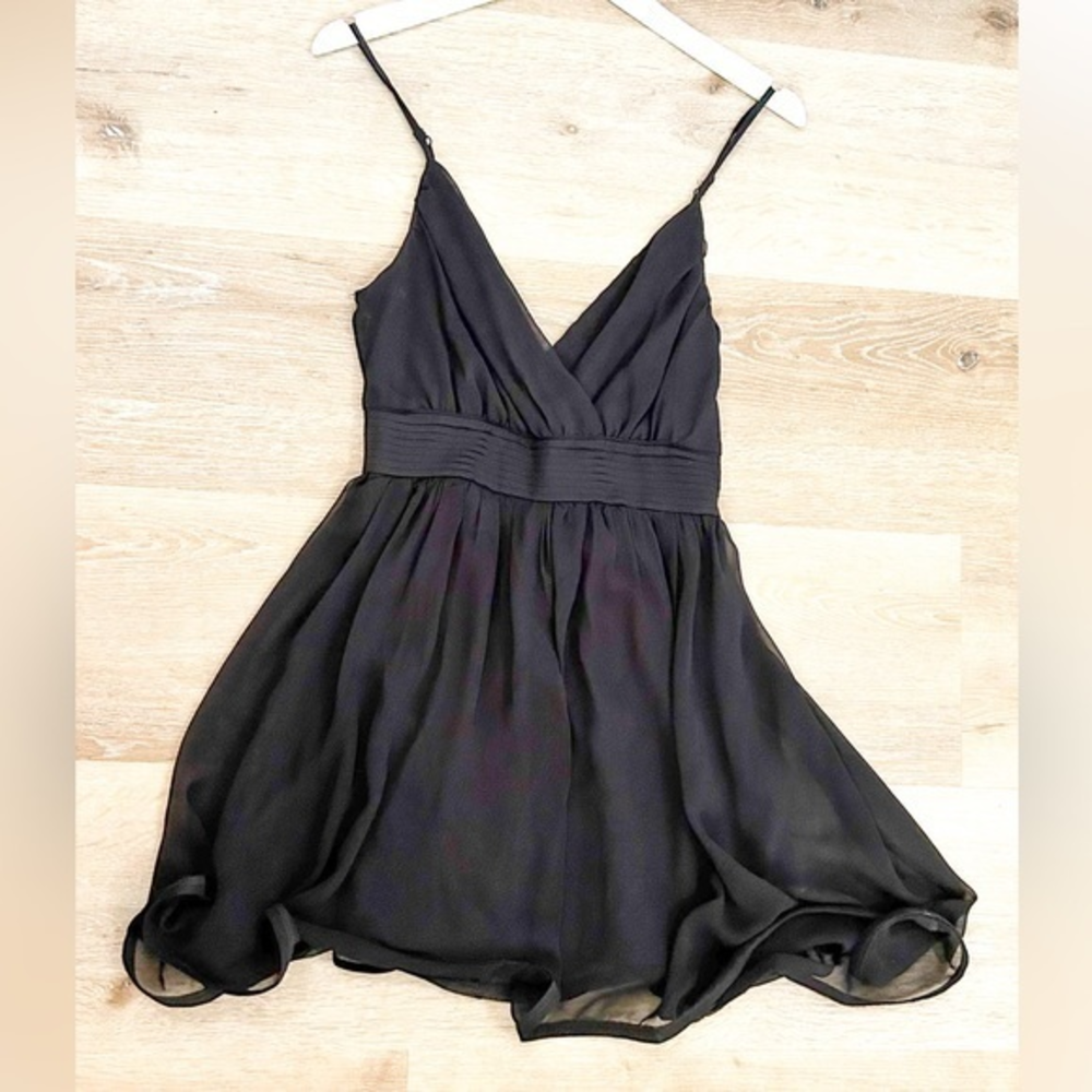 Moonlight Chiffon Little Black Dress with Spaghetti Straps‎ Size Small